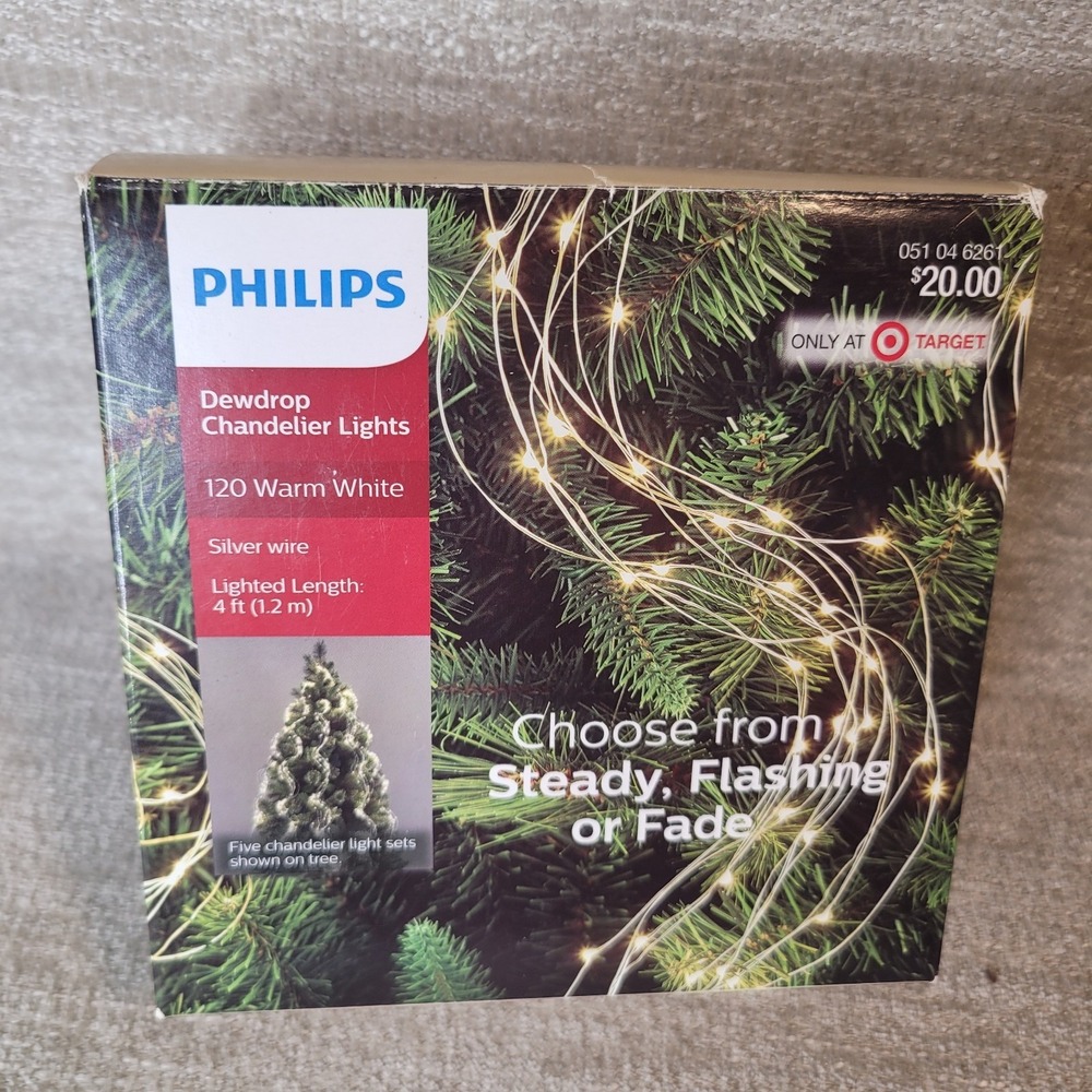 Philips Christmas Dewdrop Chandelier Lights LED 120 Warm White Lights 4' NEW